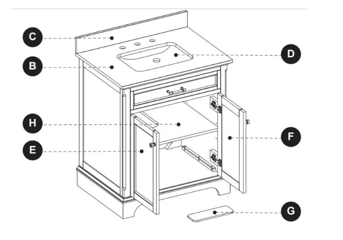 Allen Roth 2027VA-30-201 White Undermount Single Sink Bathroom Vanity (10)