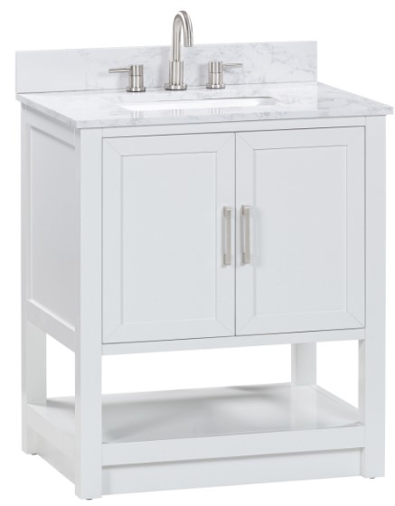 Allen Roth 2027VA-30-201 White Undermount Single Sink Bathroom Vanity