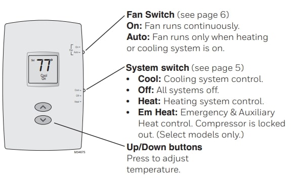 Honeywell Pro 1000 Series Vertical Non-Programmable Thermostat Operating Guide (1)