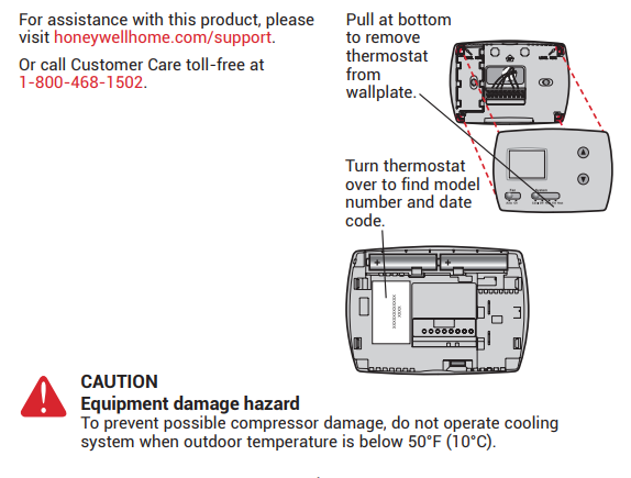 Honeywell Pro 3000 Series Non-Programmable Digital Thermostat User Guide (5)