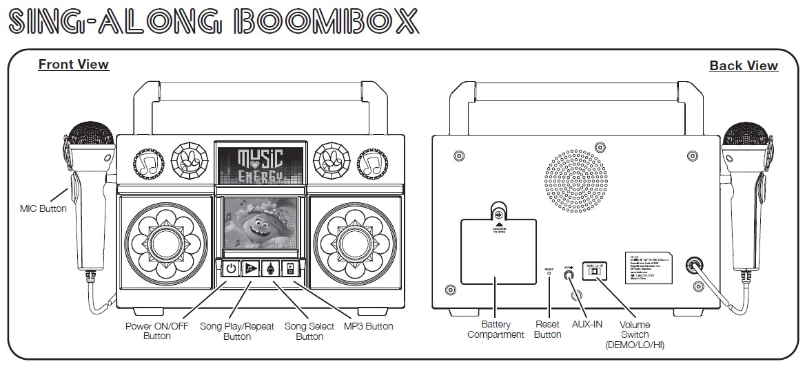 Ekids TR-115 Trolls World Tour Sing-Along Boombox User Manual (1)