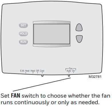 Honeywell Pro 2000 Series Horizontal Programmable Thermostat Operating Guide (5)